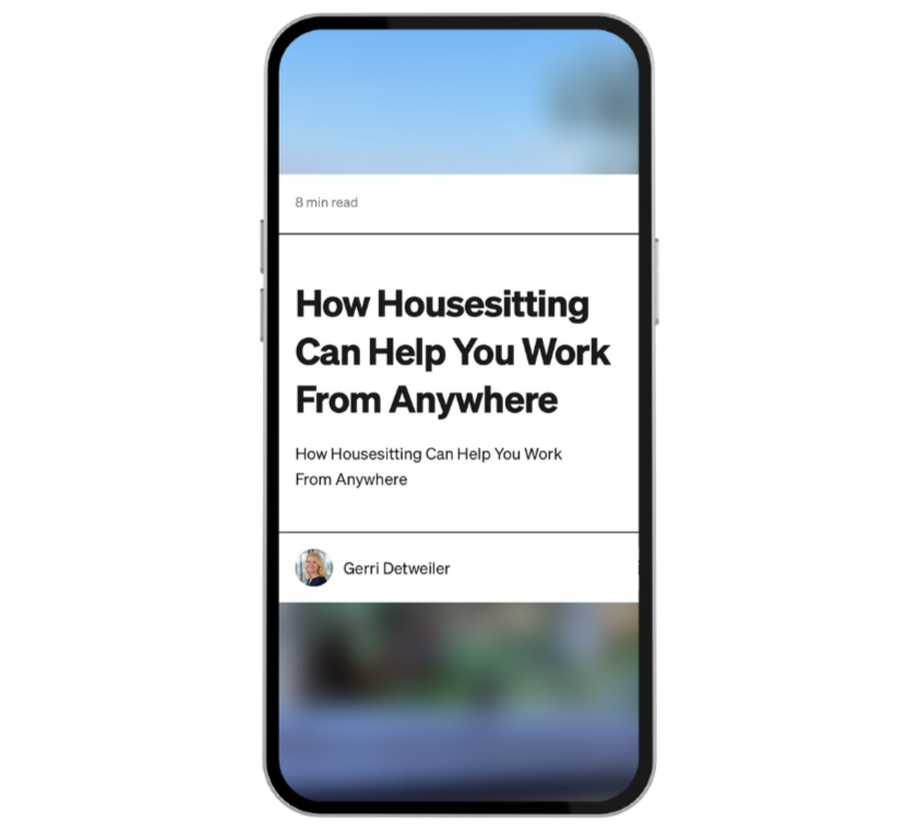 A phone with a picture of any article How Housesitting Can Help You Work From Anywhere