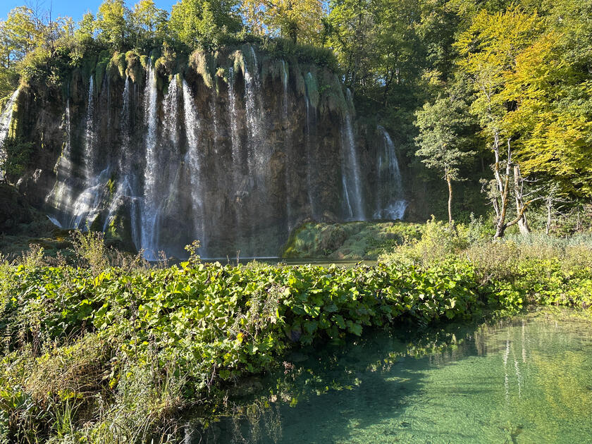 A picture of waterfalls and a lake in Croatia